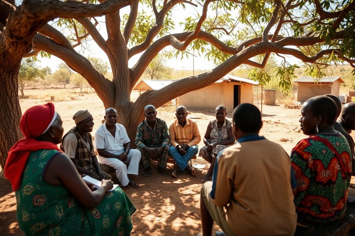 Community peace dialogue under a tree